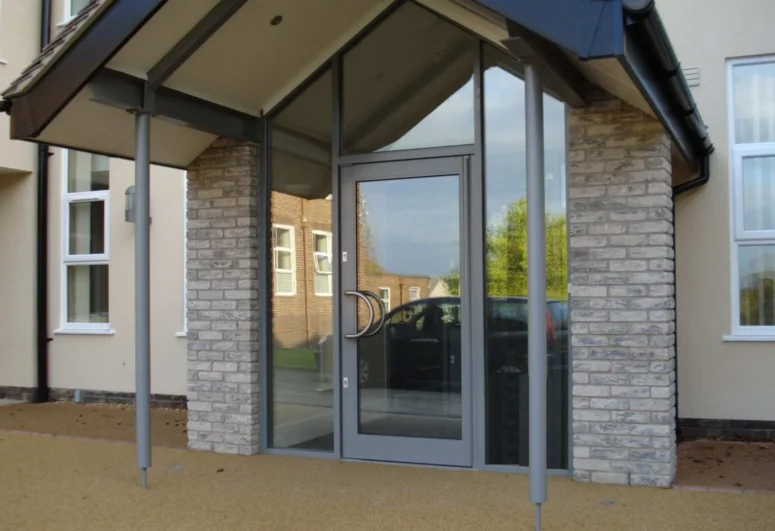 Aluminium Door System in Grey with Stylish Handles