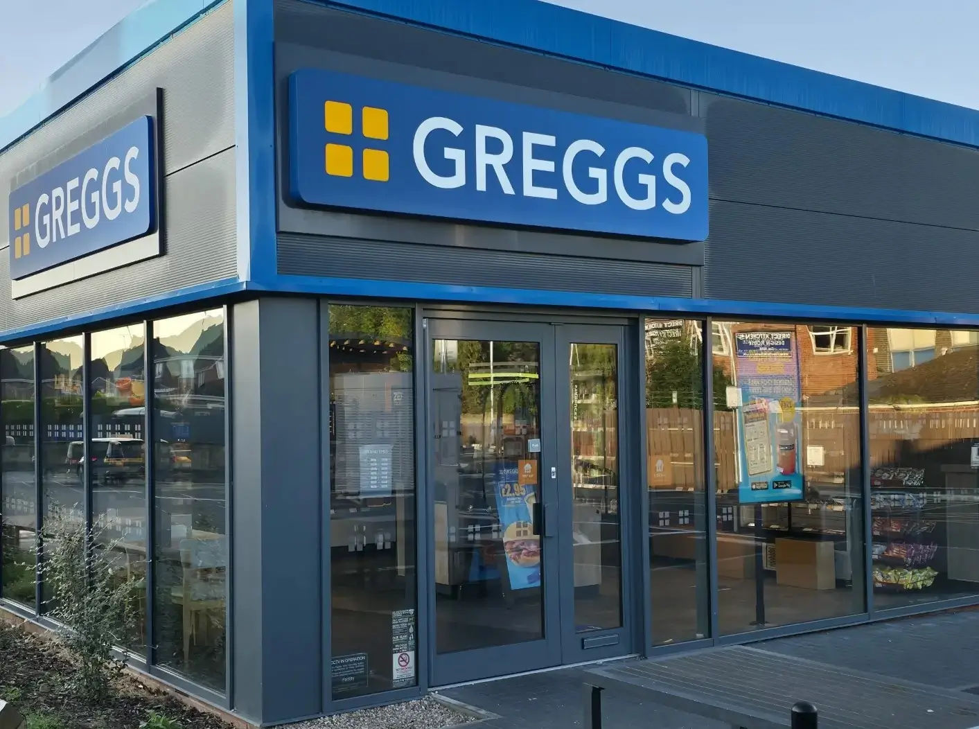Combat doors aluminium shop front greggs